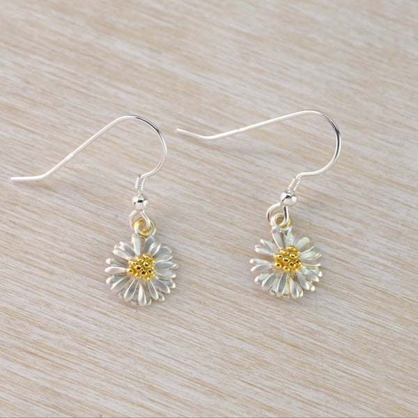 Handmade Small Silver Daisy Earrings by Sheena McMaster.