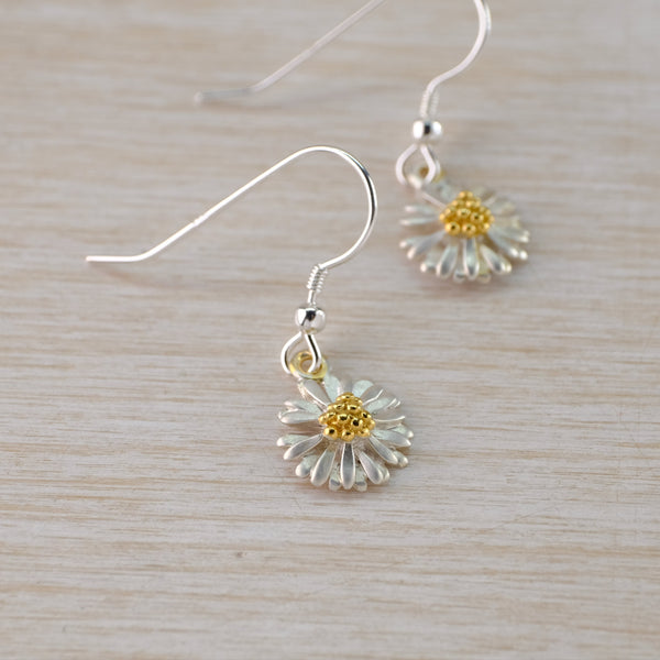 Handmade Small Silver Daisy Earrings by Sheena McMaster.
