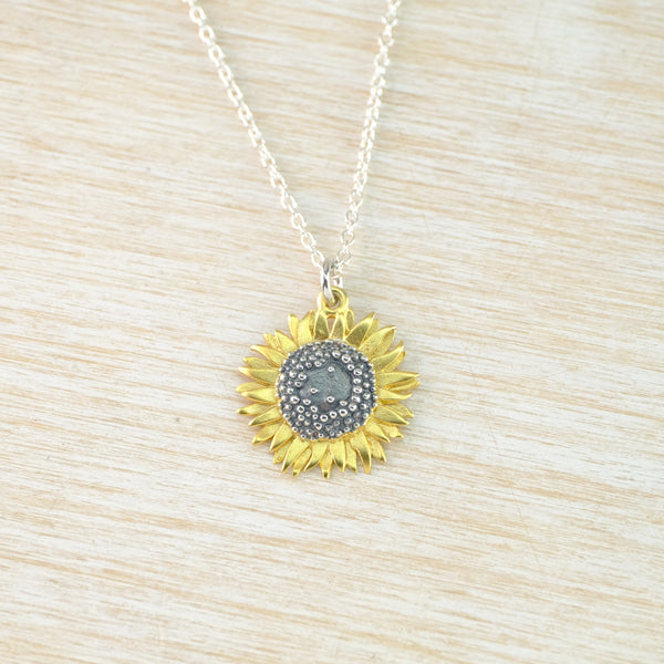 Handmade Silver Medium Sunflower Pendant by Sheena McMaster.