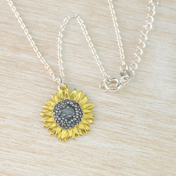 Handmade Silver Medium Sunflower Pendant by Sheena McMaster.