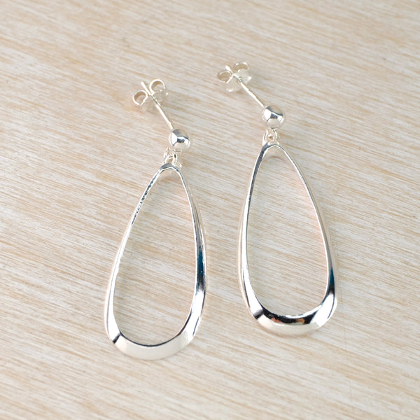 Elegant, Long Tear Drop Silver Earrings by JB Designs.