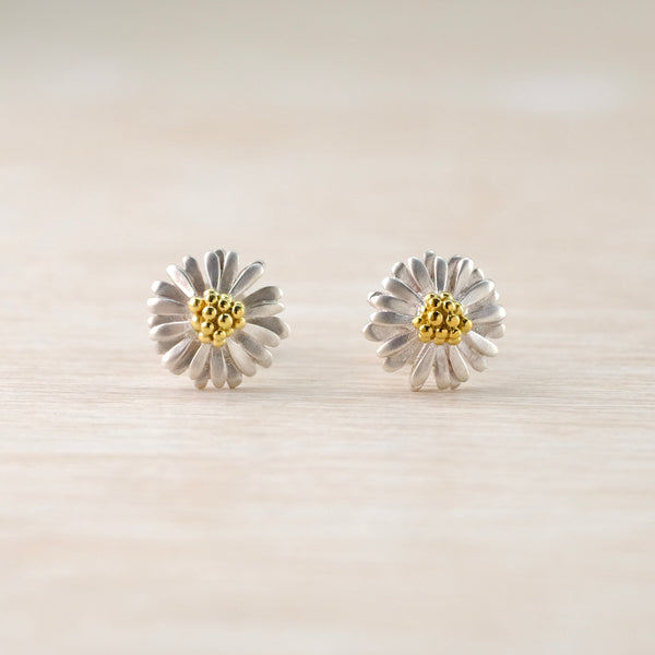 Handmade Silver Small Daisy Stud Earrings by Sheena McMaster.