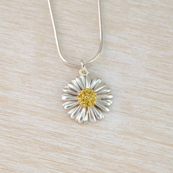Medium Handmade Silver Daisy Pendant by Sheena McMaster.