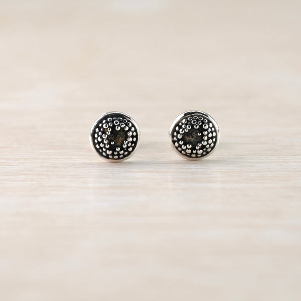Handmade Silver Sunflower Centre Stud Earrings by Sheena McMaster.
