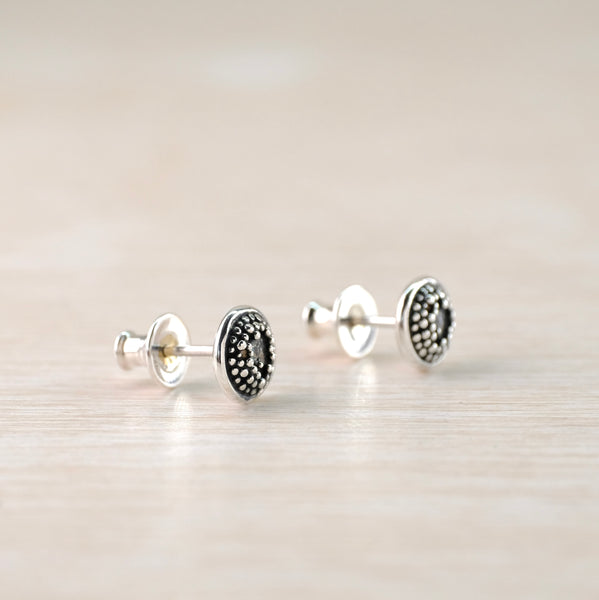 Handmade Silver Sunflower Centre Stud Earrings by Sheena McMaster.