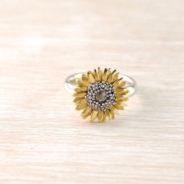 Sheena McMaster Silver and Gold Plated Sunflower Ring.