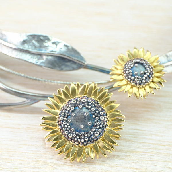 Silver Handmade Sunflower Necklace by Sheena McMaster.