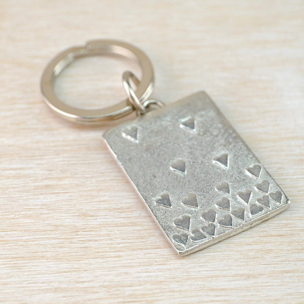 Pewter Floating Hearts Key Ring
