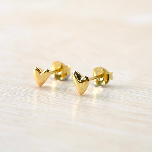 Gold Plated Heart Stud Earrings by JB Designs.