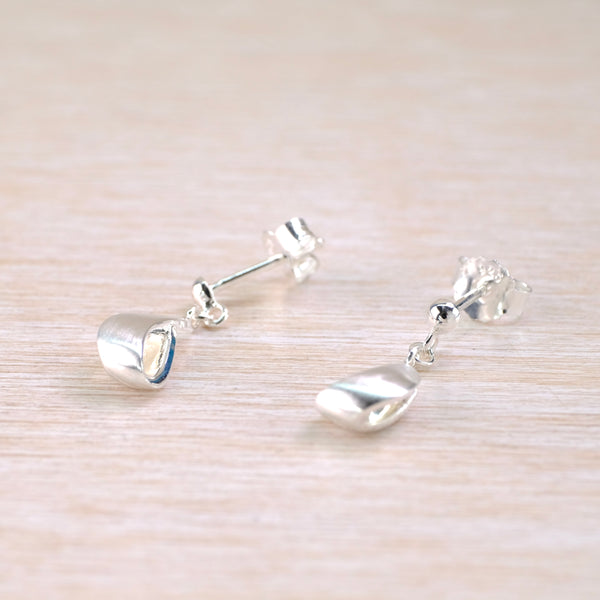 Brushed Silver Twist Drop Earrings by JB Designs.