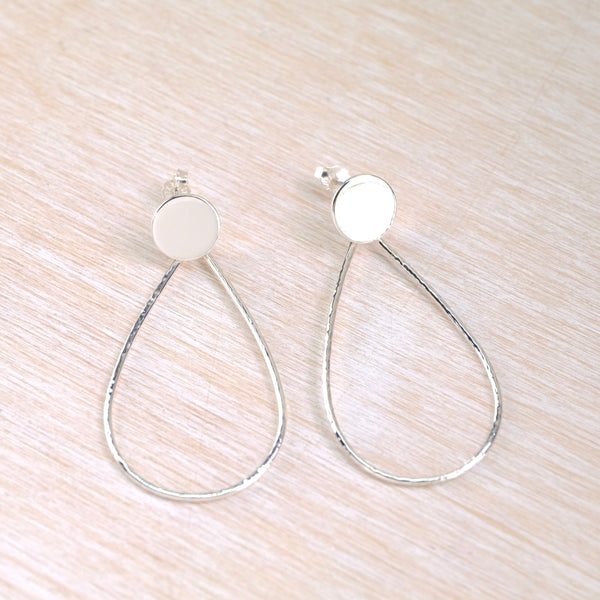 Long Tear Drop Silver Earrings by JB Designs.