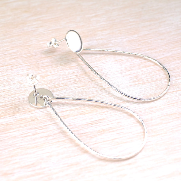 Long Tear Drop Silver Earrings by JB Designs.