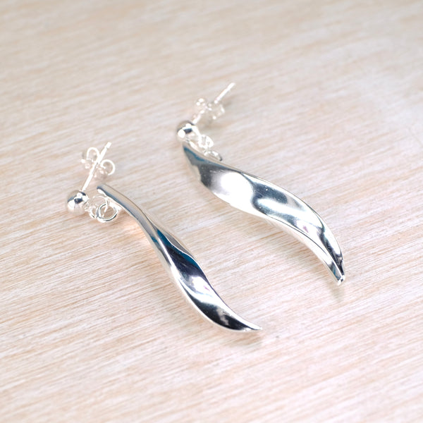 Sterling Silver Twist Drop Earrings by JB Designs.