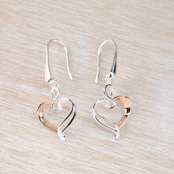 Silver and Rose Gold Heart Drops by 'Unique' – Smithsonia