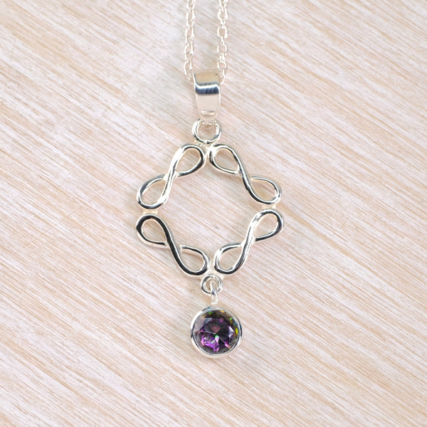 Celtic Design Silver and Mystic Topaz Pendant