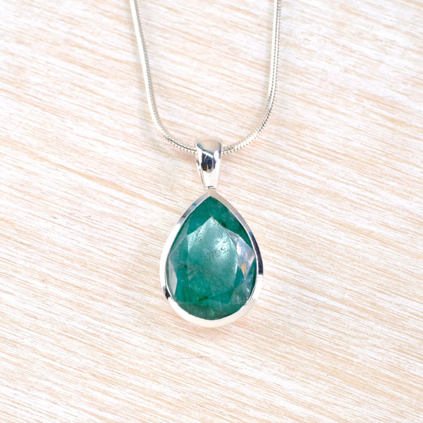 Emerald Quartz and  Sterling Silver Pendant.