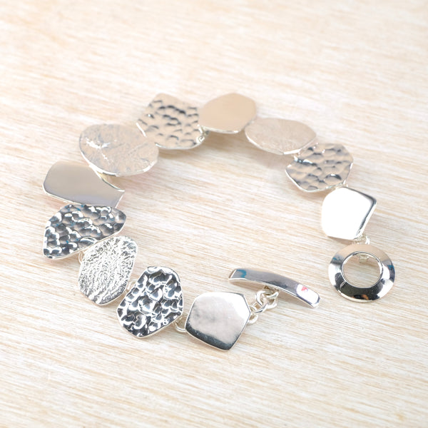 Contemporary Sterling Silver Linked Bracelet.