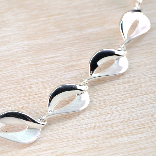 Satin and Polished Silver Linked Bracelet by JB Designs.