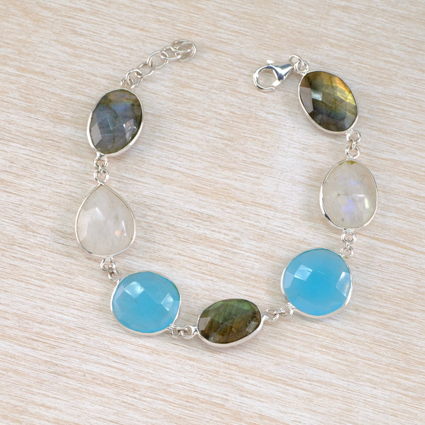 Sterling Silver and Mixed Stone Bracelet.