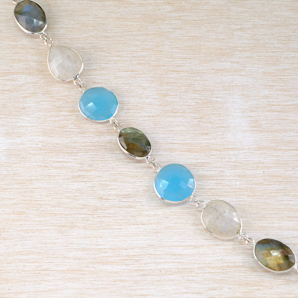 Sterling Silver and Mixed Stone Bracelet.