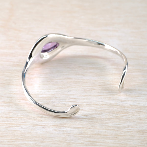 Sterling Silver and Amethyst Torque Bangle Bracelet.