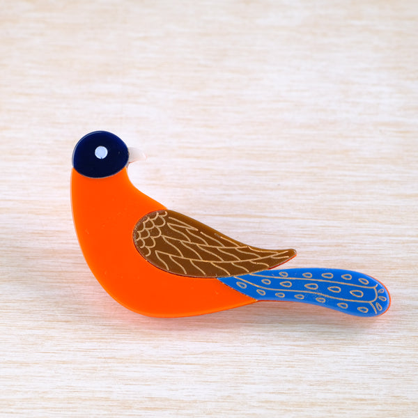 Colourful Handmade Bird Brooch.