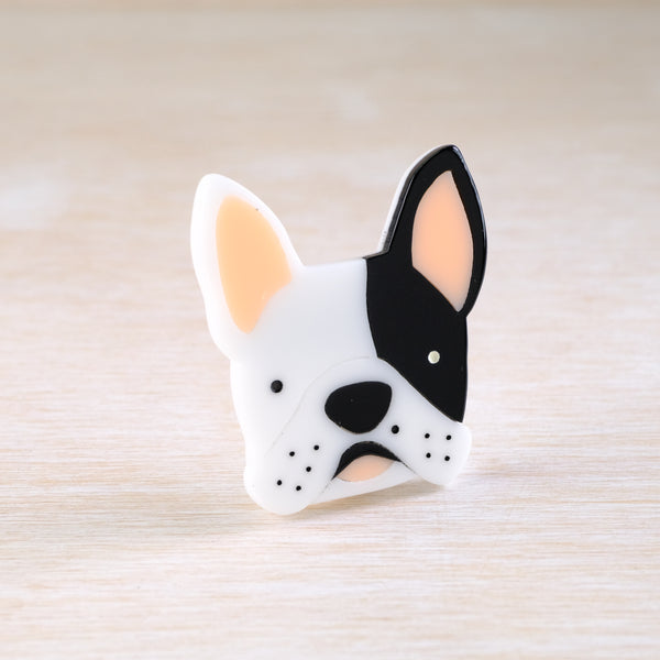 Resin French Bulldog Brooch.