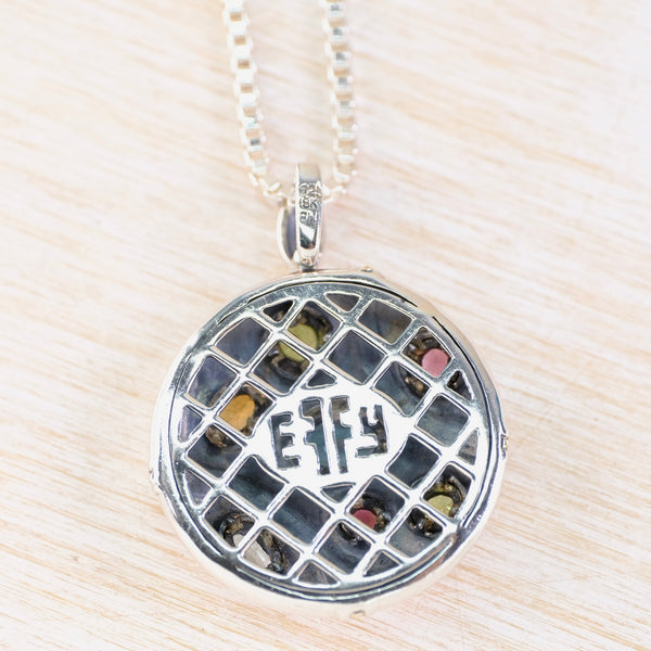 Vintage Silver and Gold Pendant  Set with Seven Stones by Effy.
