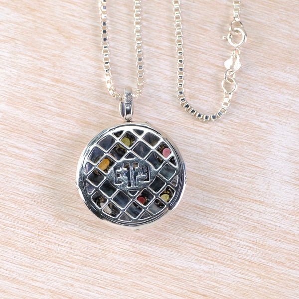 Vintage Silver and Gold Pendant  Set with Seven Stones by Effy.