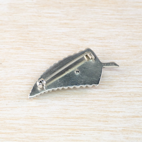 Vintage Sterling Silver and Paua Shell Kiwi Brooch.