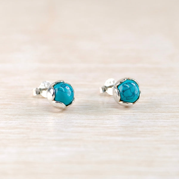 Turquoise and Sterling Silver Stud Earrings.