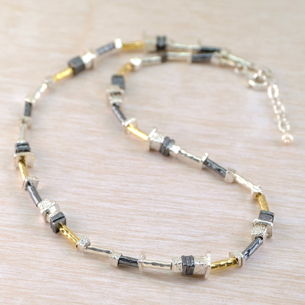 Sterling Silver Square Linked Necklace by JB Designs.