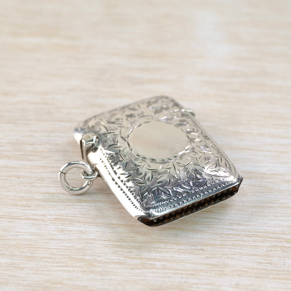 Antique Sterling Silver Vesta Case, Hallmarked Birmingham 1910.