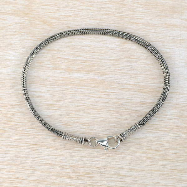 Oxidised Sterling Silver Snake Chain Bracelet.
