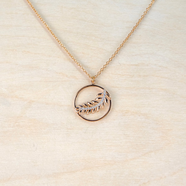 Rose Gold on Silver and Cubic Zirconia Pendant by 'Unique'