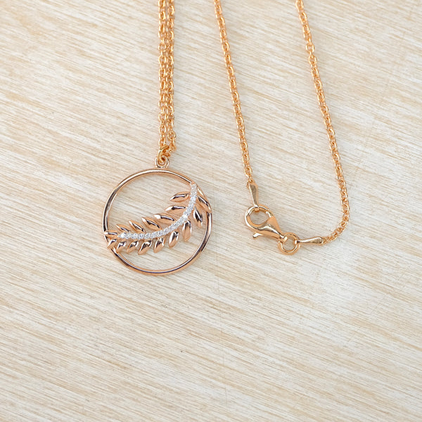 Rose Gold on Silver and Cubic Zirconia Pendant by 'Unique'