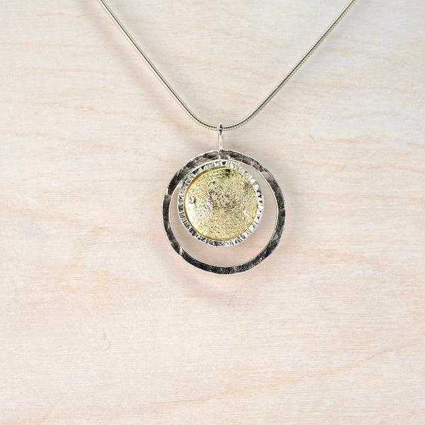 Double Circle Silver and Gold Plated Pendant by JB Designs.