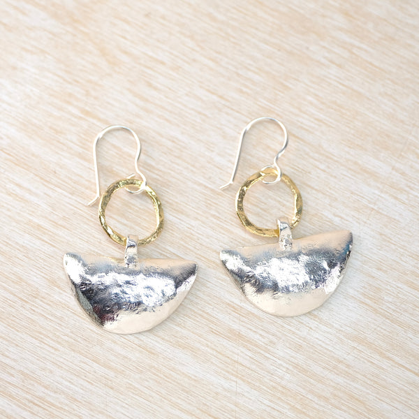 Statement Silver and Gold Plated Drop Earrings by JB Designs.