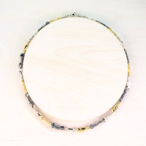 Three Colour Nugget Necklace in Silver and Goldplate by JB Designs.