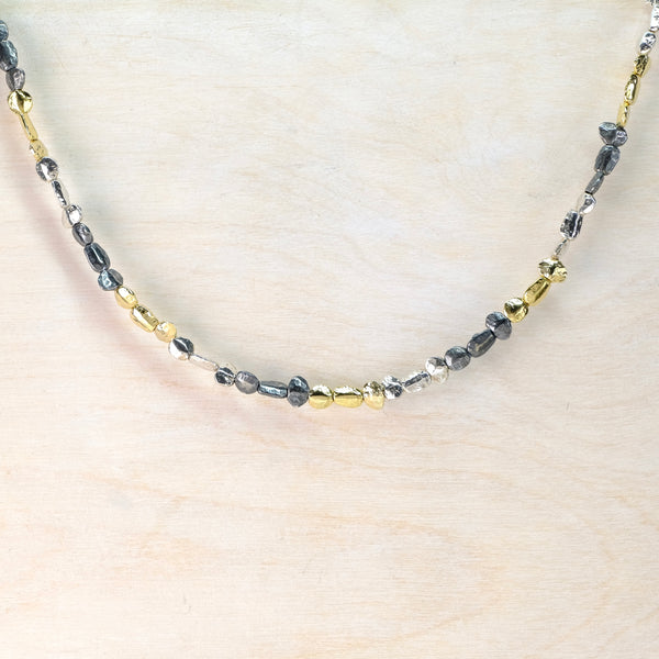 Three Colour Nugget Necklace in Silver and Goldplate by JB Designs.