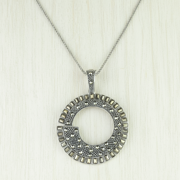 Marcasite and Silver Art Deco Style Pendant.