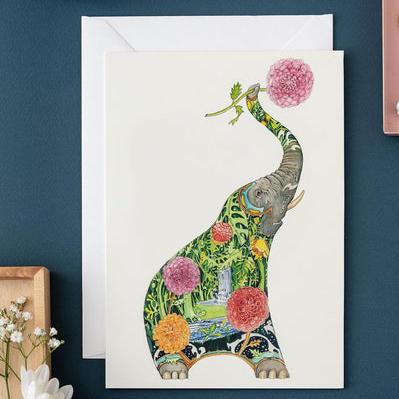 'Elephant' Blank Greetings Card by DM Collection.