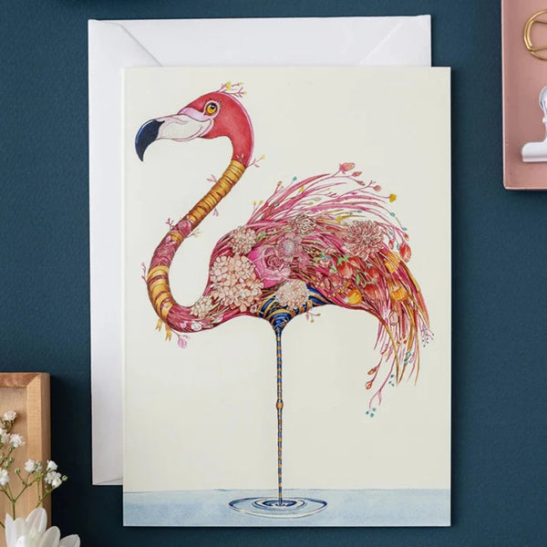 'Flamingo' Blank Greetings Card by DM Collection.