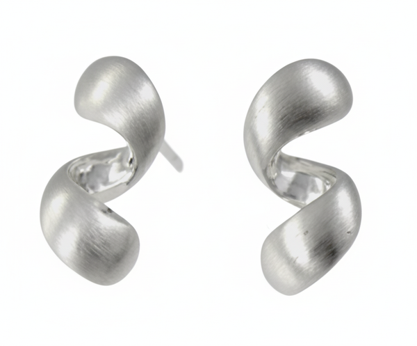 Special Order Sue Bennett Matt and Polished Sterling Silver Wiggly Stud Earrings