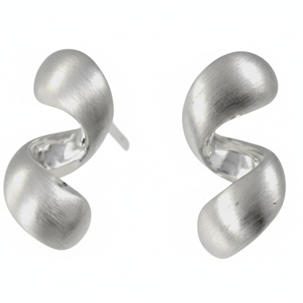 Special Order Sue Bennett Matt and Polished Sterling Silver Wiggly Stud Earrings
