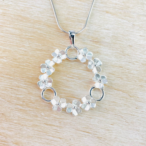 Silver Flower Garland Pendant by JB Designs.