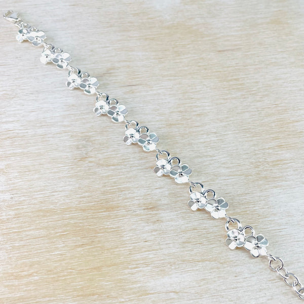 Satin Silver 'Forget-me-not' Bracelet.