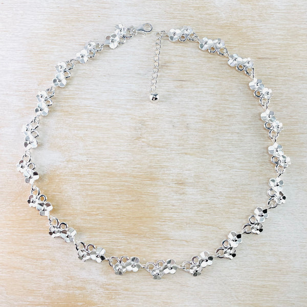 Satin Silver 'Forget-me-not' Necklace by JB Designs.