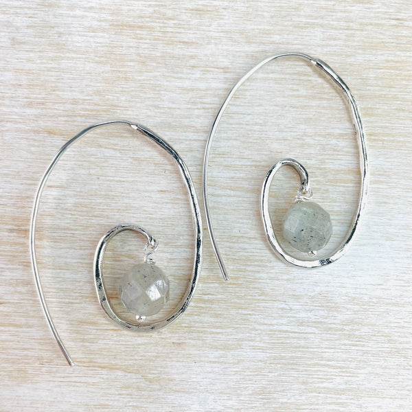 Silver Twist Earrings with Labradorite by JB Designs.