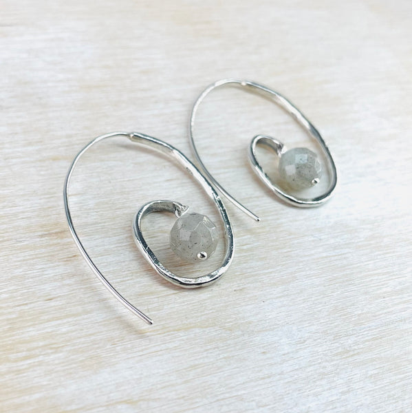 Silver Twist Earrings with Labradorite by JB Designs.